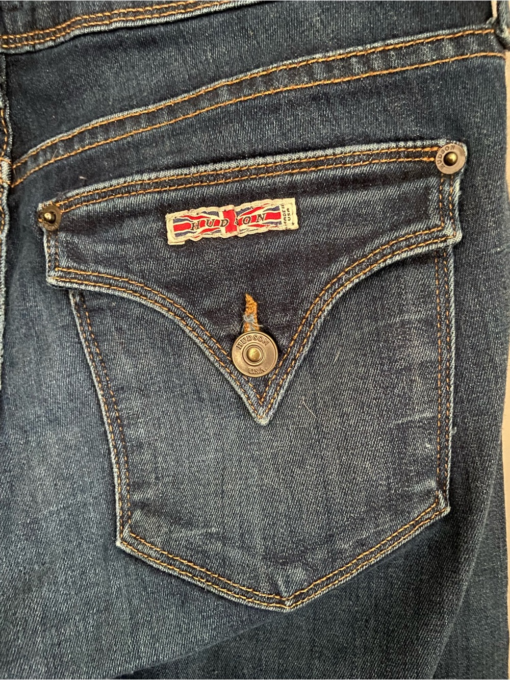 Hudson Jeans Women's Dark Blue Beth Baby Boot Jeans with Flap Pocket